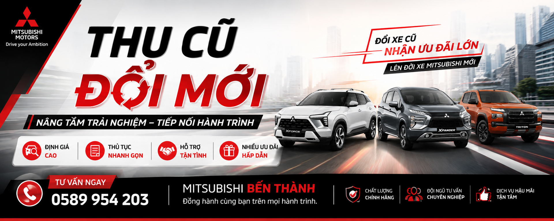 Thu Cũ Đổi Mới Mitsubishi – Định Giá Xe Cũ Cao, Lên Đời Xe Mới Ưu Đãi