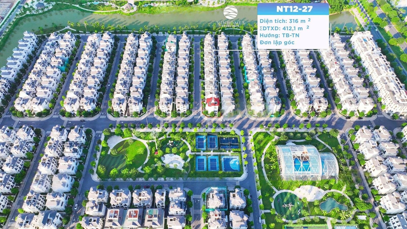 Bán Biệt Thự Đơn Lập Góc Ngọc Trai NT12-27 Vinhomes Ocean Park, 316m2, 3 Tầng Giá Thương Lượng
