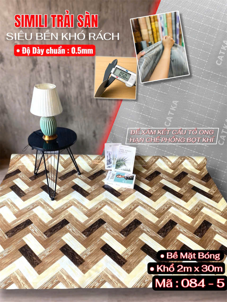 Tấm nhựa trải sàn simili SCK - Loại mỏng bóng 0.5mm