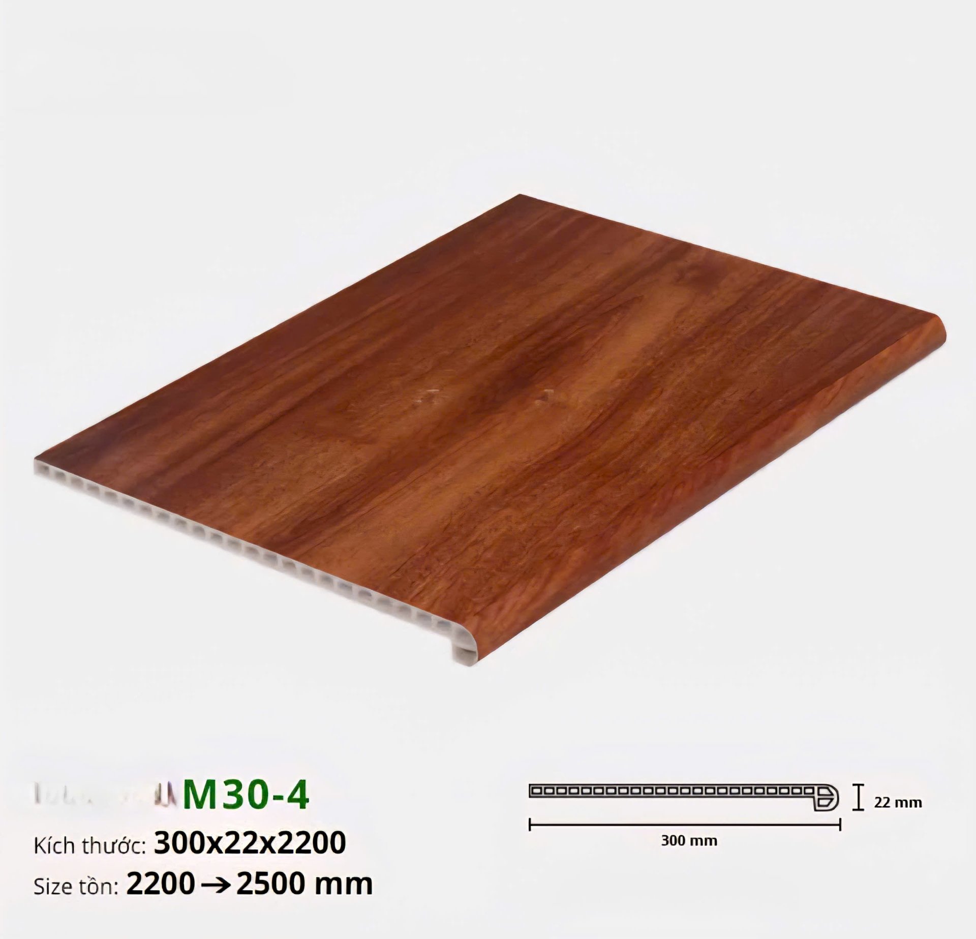 Bậc cầu thang nhựa giả gỗ IW-STAIR-HMO nan rỗng chịu lực