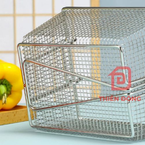 Rổ Chiên Nhúng Inox 304 Cán Đen – Giá Xưởng chuyên Dụng Cho Bếp Chiên Nhúng