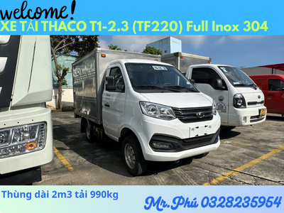 THACO TOWNER T1-2.3 THÙNG KÍN TẢI 990kg dài 2m3 FULL INOX 304 CHỞ HẢI SẢN