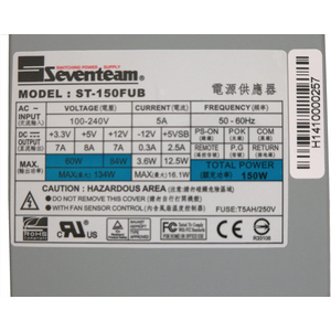Nguồn PSU Seventeam ST-150FUB Flex ATX 150W Active PFC AC 20pin + 4pin, 2xSATA, 1 ATA