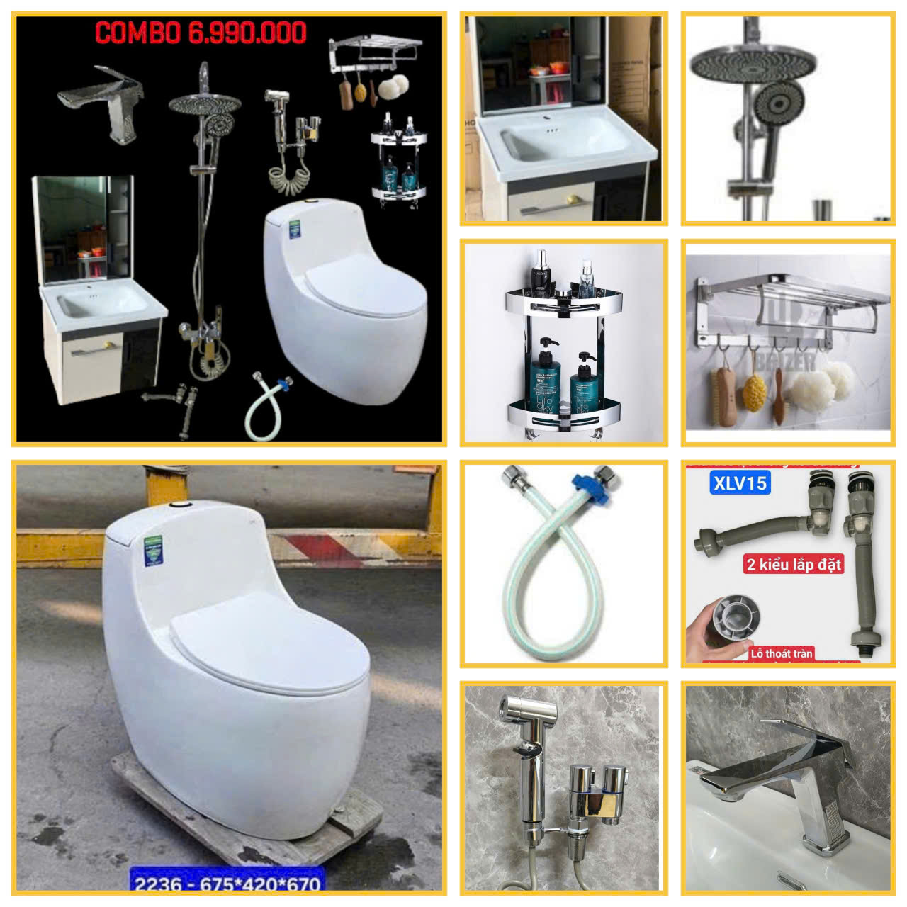 Combo Trọn Bộ Thiết Bị Phòng Tắm 10 Món Tiết Kiệm