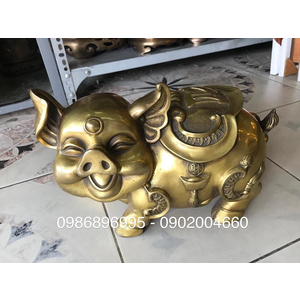 Tượng heo đồng lưng chữ Phúc dài 30cm