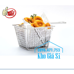 Giỏ inox 304 mini dạng lưới có tay cầm đựng gà rán KFC, các món chiên
