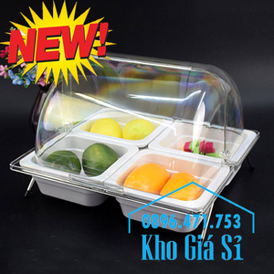 Bộ khay melamine 4 ngăn đựng thức ăn, trái cây, bánh ngọt, salad tiệc buffet