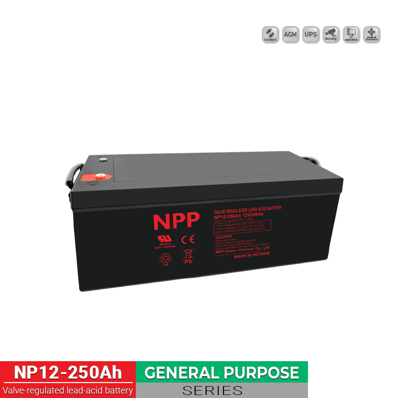Ắc quy 12V 250Ah NPP AGM | Tuổi thọ 10-12 năm