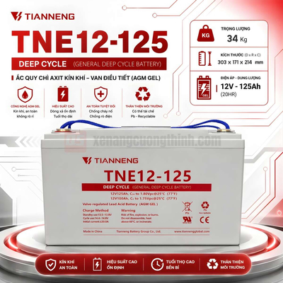 Ắc quy Tianneng TNE12-125 (12V 125Ah)