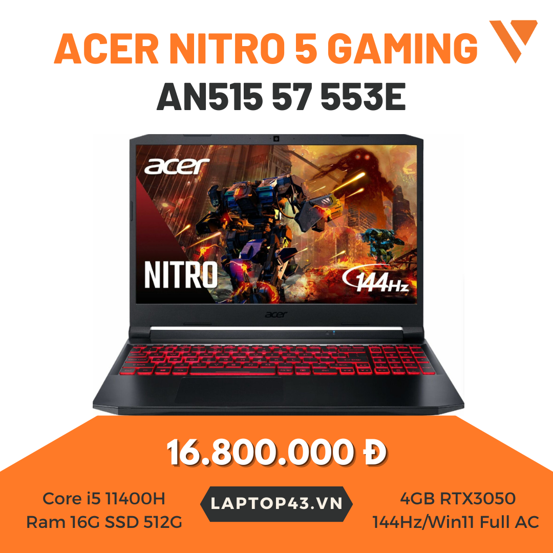 Acer Nitro 5 Gaming AN515 57 553E i5 11400H/16GB/512GB/4GB RTX3050