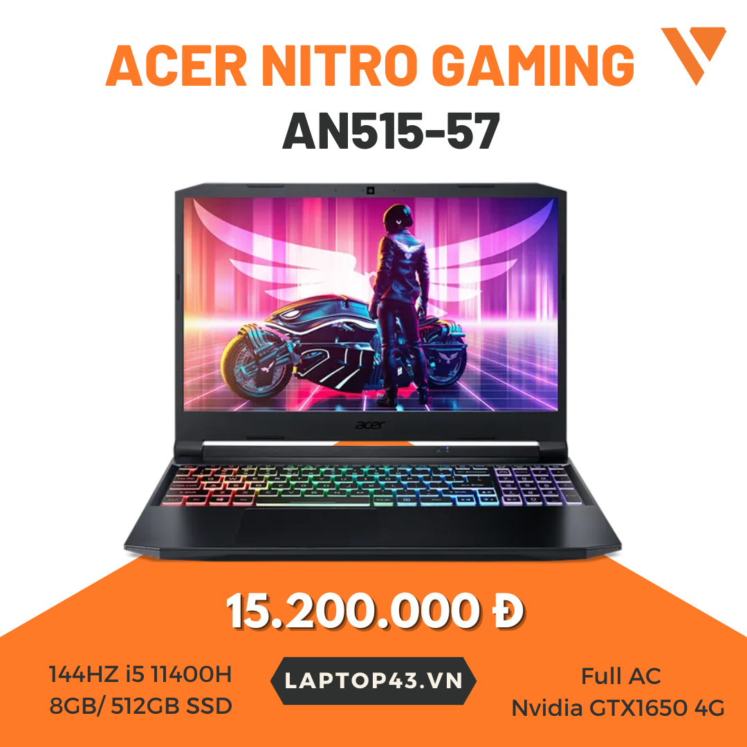 Acer Nitro Gaming AN515-57 i5 /8GB/512GB SSD/GTX1650 4G Full AC chỉ từ 15 triệu tại Đà Nẵng - Huế