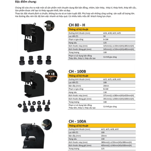 TOÀN BỘ VỀ MÁY ĐỘT LỖ THUỶ LỰC CH-60, CH-70, CH-80, CH-100, CH-200, CH-300