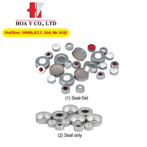 Nắp nhôm 11mm, septa PTFE trắng/silicone đỏ, 100/pk Scilab