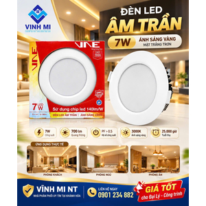 Âm trần 7W , ánh sáng vàng, mặt trắng trơn EMC