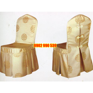 Áo ghế nhà hàng vải gấm vàng