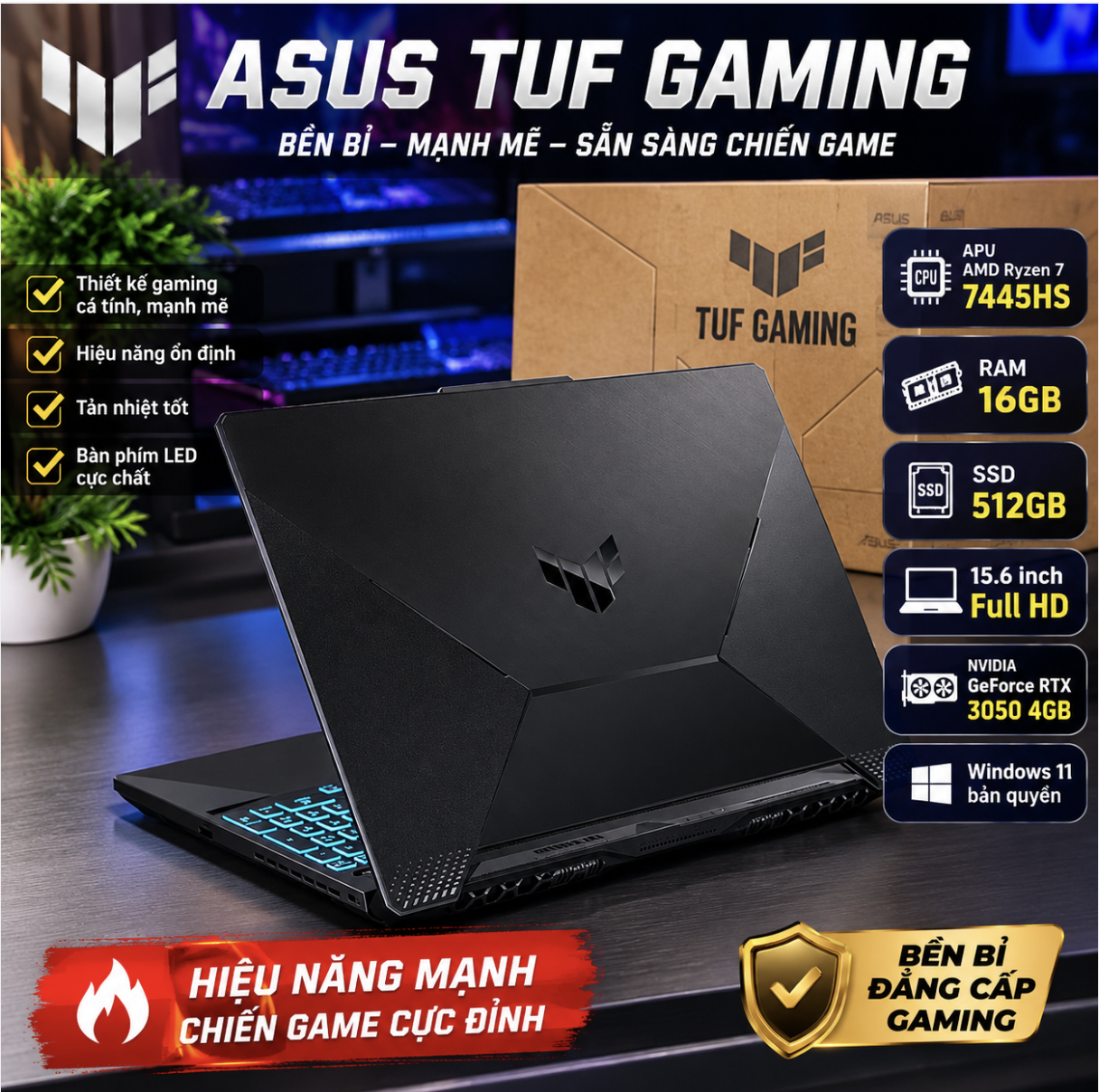 ASUS TUF Gaming FA506NCG-HN184W – Ryzen 7 7445HS | RTX 3050 4GB | RAM 16GB | SSD 512GB