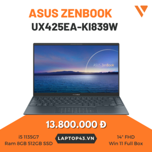 Asus Zenbook UX425EA-KI839W i5 1135G7/8GB/512GB SSD/14 FHD/Win 11 Full Box Bảo Hành 12/2023