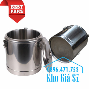 Thùng inox bảo ôn dung tích 120 lít có nắp đậy kín đựng thực phẩm, thức ăn