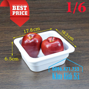 Khay melamine 1/6 kích thước 17.6x16.2x6.5cm trang trí trái cây, thức ăn buffet