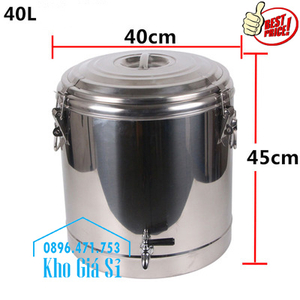 Thùng inox cách nhiệt 40 lít - 1 vòi có nắp đậy kín đựng nước uống