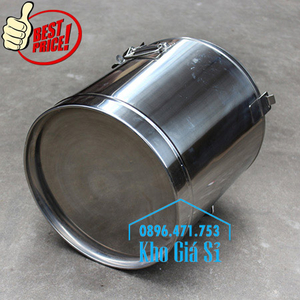 Thùng inox cách nhiệt 2 ngăn đựng thức ăn nấu chín có nắp đậy kín