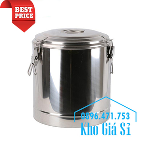 Thùng inox giữ nhiệt 35 lít có nắp đậy kín đựng thức ăn cho công nhân