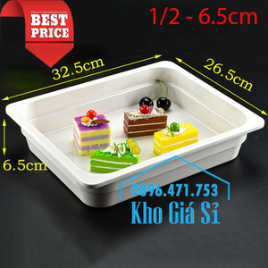 Khay melamine trắng 1/2 chiều cao 6.5cm đựng trái cây