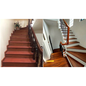 Bậc cầu thang nhựa giả gỗ MK-STAIR-HMO nan rỗng chịu lực