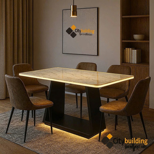 🔖 BÀN ĂN MẶT KÍNH CRYSTAL WHITE VEINS 💎 VÂN ĐÁ TRẮNG PHA KIM TUYẾN – CITYBUILDING SẢN XUẤT THEO YÊU CẦU