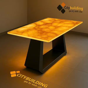 🔖 BÀN ĂN MẶT KÍNH GOLDEN HONEY ONYX 💎 CITYBUILDING – ĐẲNG CẤP BIỆT THỰ HIỆN ĐẠI