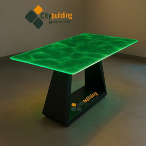 🔖 BÀN ĂN MẶT KÍNH JADEITE EMERALD 💎 NGỌC LỤC BẢO XUYÊN SÁNG – CITYBUILDING SẢN XUẤT THEO YÊU CẦU