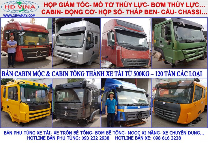 Bán cabin xe tải từ 500kg đến 120 tấn các loại, bán cabin mộc, cabin tổng thành và phụ tùng