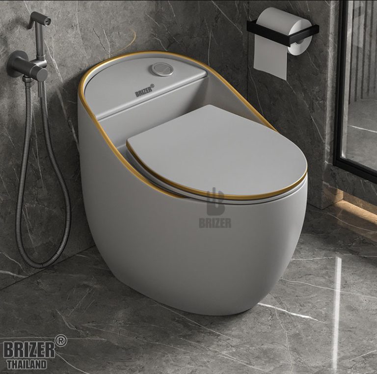 Bồn Cầu Một Khối BRIZER Trứng Xám Công Nghệ Xã Xoáy Super Vortex BZ8923