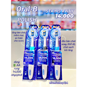 Bàn chải pin Oral-B Polish 3D White Battery Powdered Toothbrush Polish 14000 strokes 🇺🇸