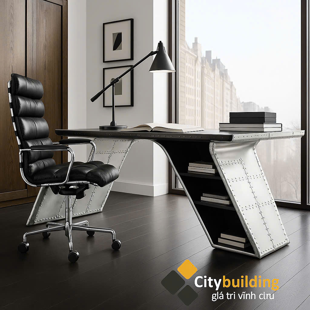 💎 BÀN LÀM VIỆC THIẾT KẾ RIÊNG CITYBUILDING | PHONG CÁCH INDUSTRIAL – AVIATION ĐỘC BẢN