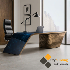 💎 BÀN LÀM VIỆC VĂN PHÒNG CAO CẤP CITYBUILDING | THIẾT KẾ SANG TRỌNG – MẶT ĐÁ – VIỀN MẠ VÀNG