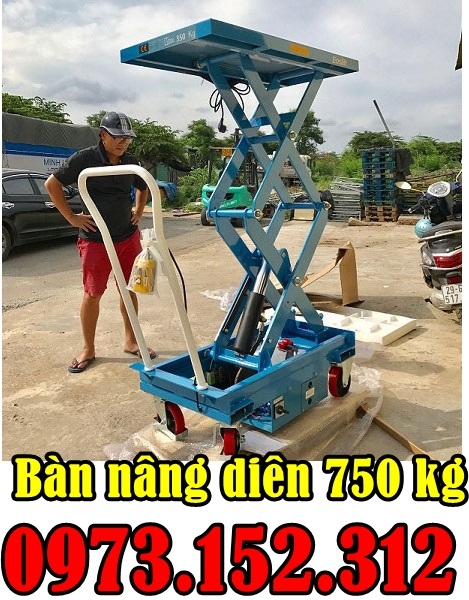 Bàn nâng điện 750 kg cao 1440mm, có bánh xe hiệu Eoslift - Mỹ