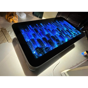 Bàn trà hiệu ứng đô thị 3D ánh xanh theo yêu cầu