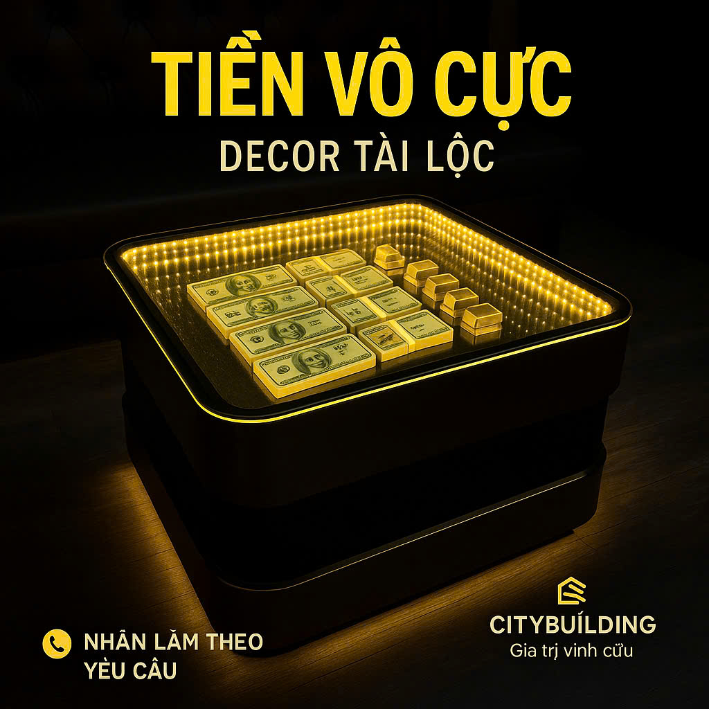 💎 BÀN TRÀ SOFA GƯƠNG VÔ CỰC LED CAO CẤP – ÁNH SÁNG TÀI LỘC CHO KHÔNG GIAN SANG TRỌNG