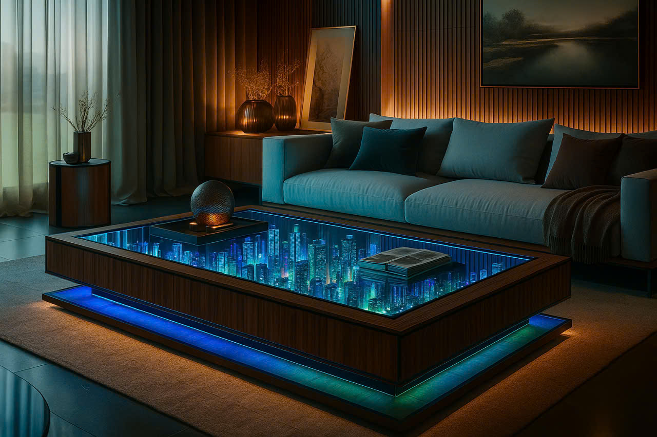 📌 BÀN TRÀ SOFA LED THÀNH PHỐ CITYBUILDING – KIỆT TÁC NGHỆ THUẬT NỘI THẤT 2025