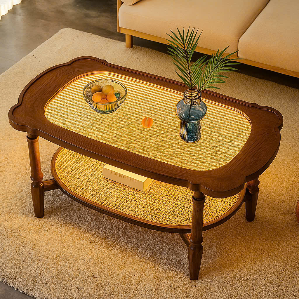 🔖 BÀN TRÀ SOFA GỖ TỰ NHIÊN LED CITYBUILDING – SANG TRỌNG, ẤM ÁP & HIỆN ĐẠI