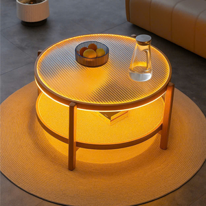 🔖 BÀN TRÀ SOFA TRÒN KÍNH LED CITYBUILDING – PHONG CÁCH HÀN QUỐC SANG TRỌNG