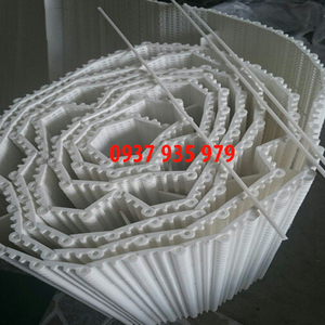 Băng tải lưới nhựa trắng có gờ dùng trong ngành thực phẩm