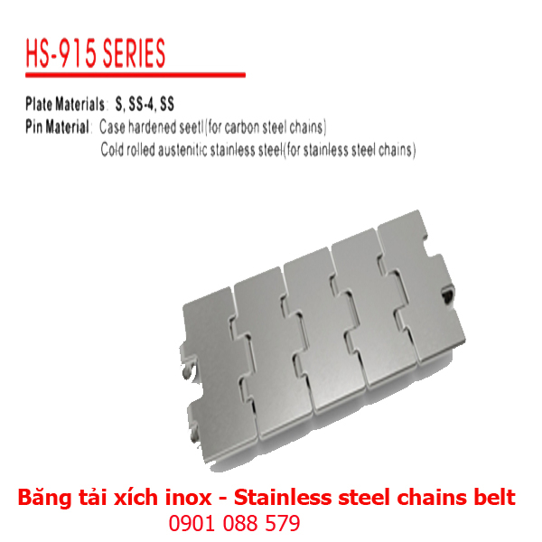 Băng tải xích Inox dòng 915 (Stainless steel chains belt)