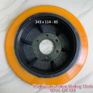 bÁNH LÁI, BÁNH CHẠY XE NÂNG ĐIỆN HANGCHA 343X114-80 6 LỖ ỐC