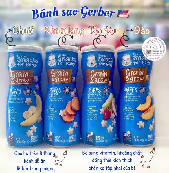 Bánh sao Gerber Dâu Táo Non-Gmo