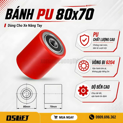 Bánh tải PU 80x70