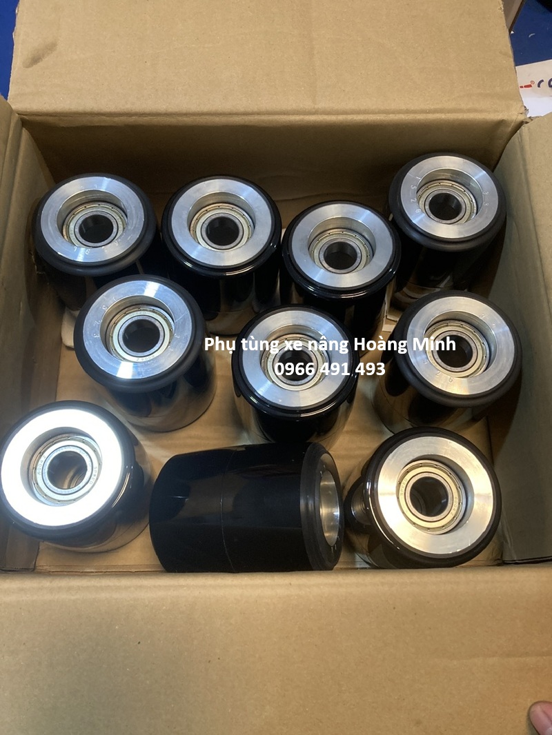 bánh xe nâng tay Bishamon chính hãng, kích thước 80x100, bánh màu đen