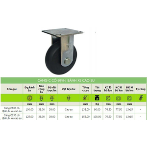 Bánh xe cao su càng c cố định
