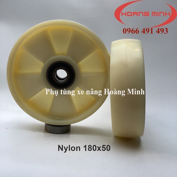 Bánh xe nâng tay Nylon 180x50 giá rẻ- Phụ tùng xe nâng Hoàng Minh